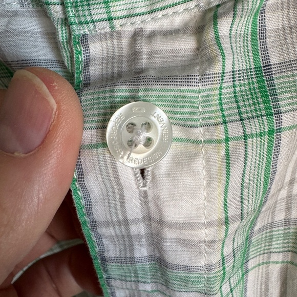 Oakley Men's XL Plaid Short Sleeve Cotton Shirt Button Up Green/White Beach Dad‎ - Picture 6 of 15